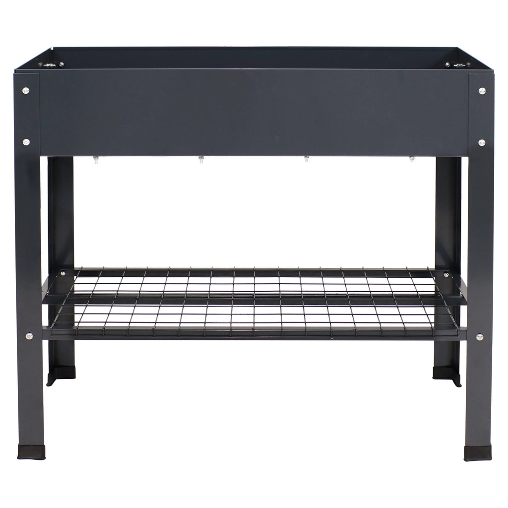 Sunnydaze 35.75" x 16" x 31.75" Black Galvanized Steel Raised Garden Bed, Set of 2