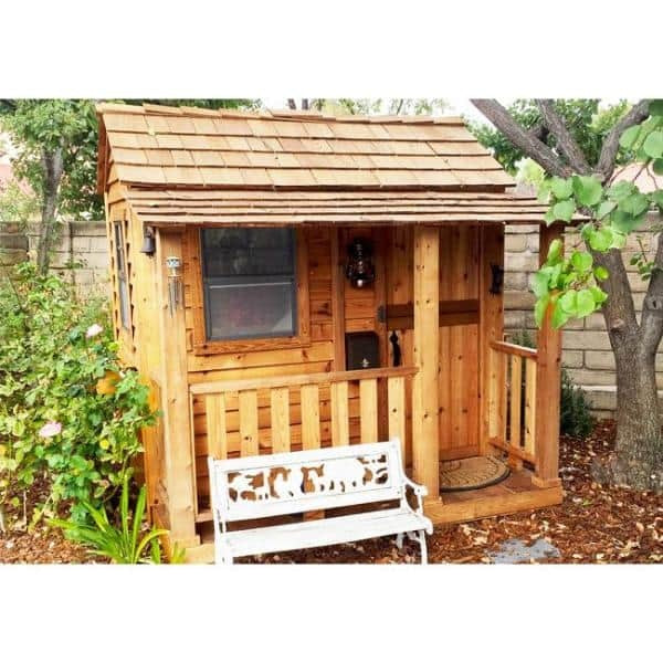 Little Squirt 6x6 ft Wooden Playhouse for Kids, Western Red Cedar Outdoor Playhouse with Screened Windows, Dutch Door & Floor Included