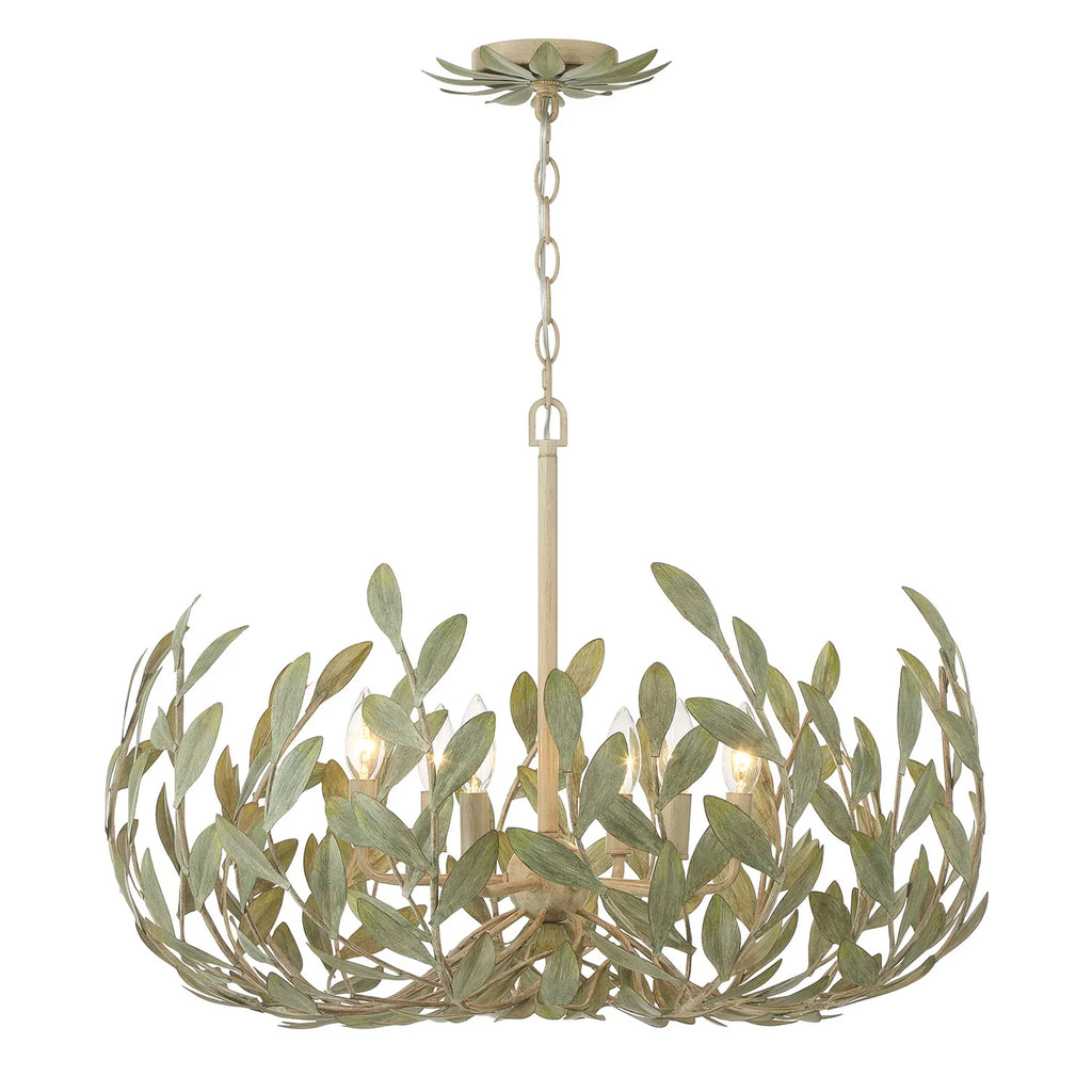 Crystorama Broche 6 Light Antique Gold Chandelier - 27"W x 19"H x 27"D