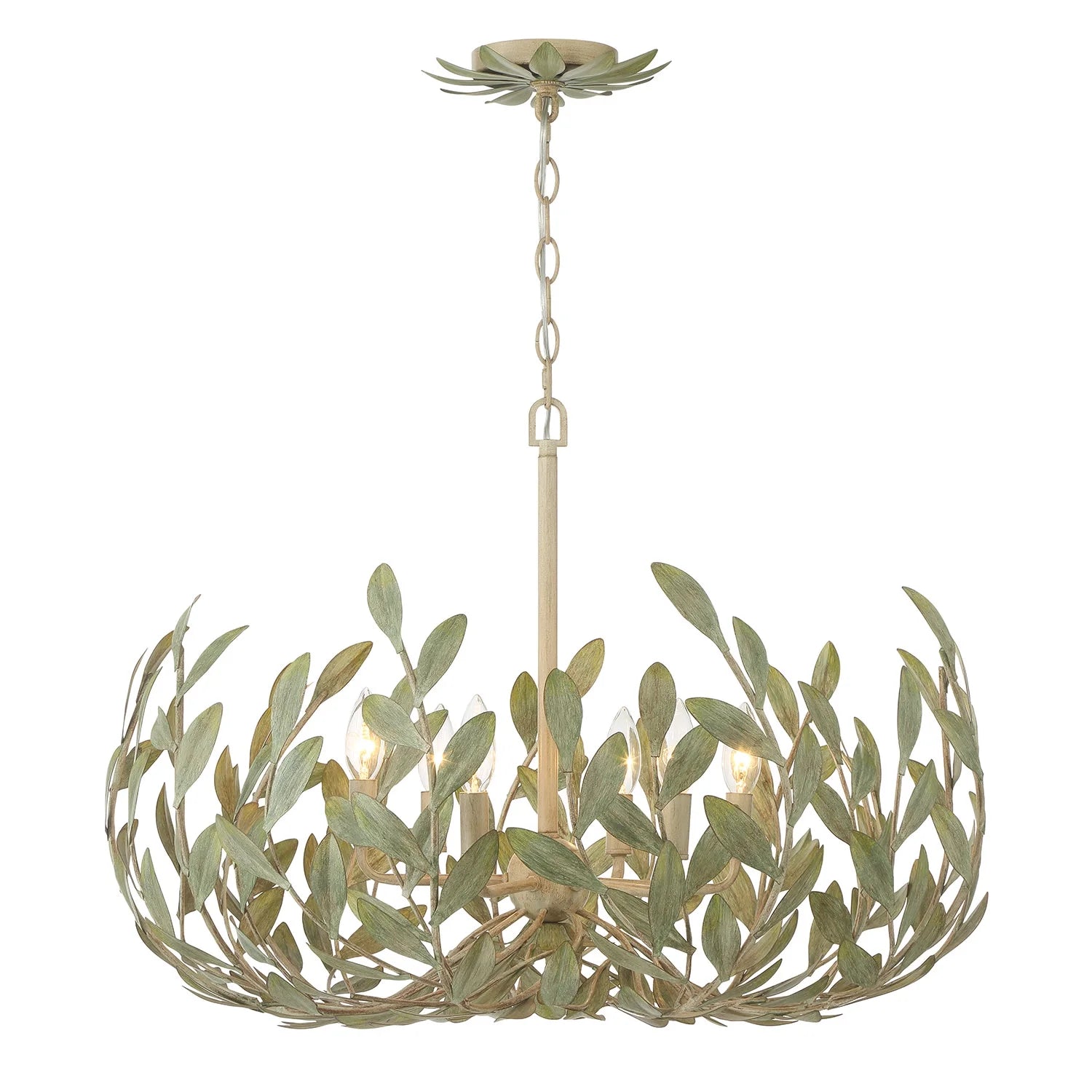 Crystorama Broche 6 Light Antique Gold Chandelier - 27"W x 19"H x 27"D