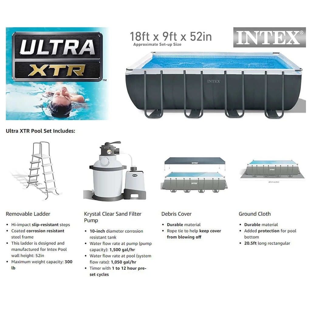 INTEX Ultra XTR 24' x 12' x 52" Above Ground Swimming Pool Set w/ Pump