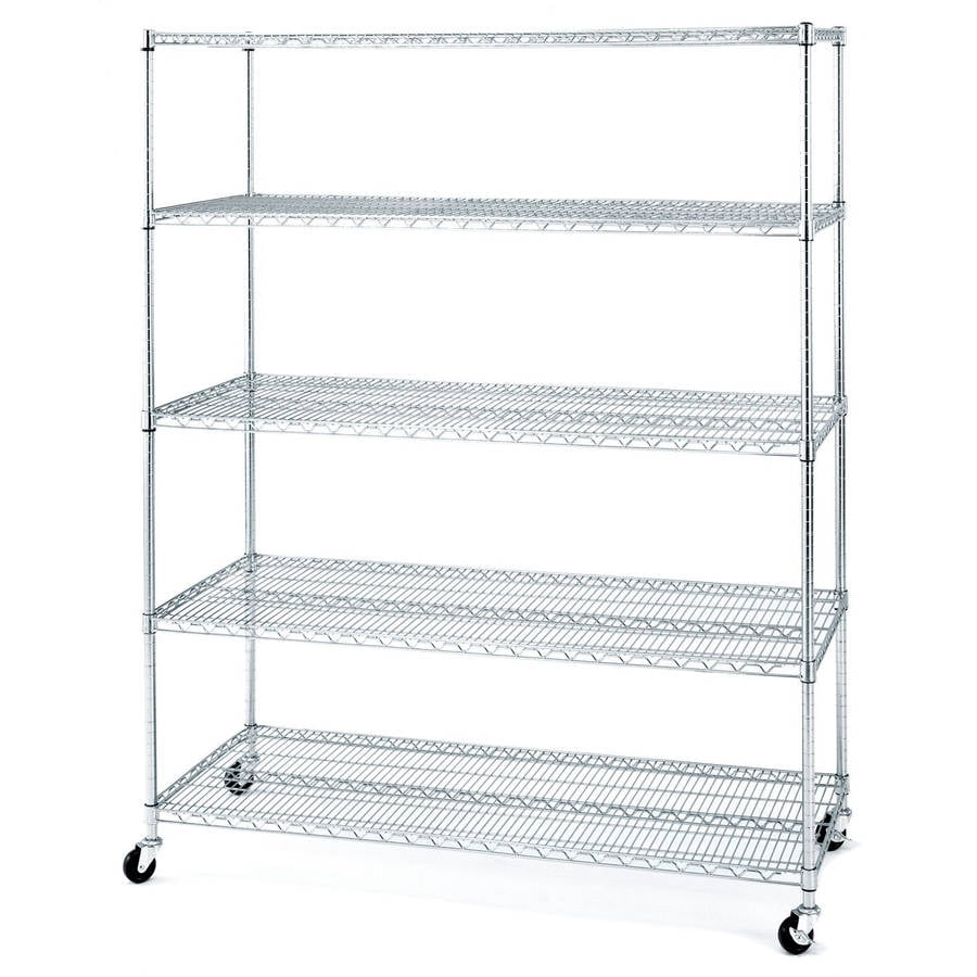 Seville Classics 60"W x 24"L x 72"H 5-Shelf Steel Wire Freestanding Shelves, Silver