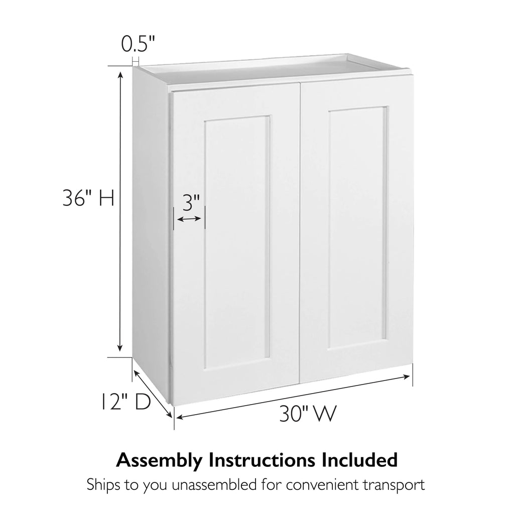 Design House Brookings Solid Wood Ready to Assemble Wall Kitchen Cabinet (30" x 12" x 36"), Espresso
