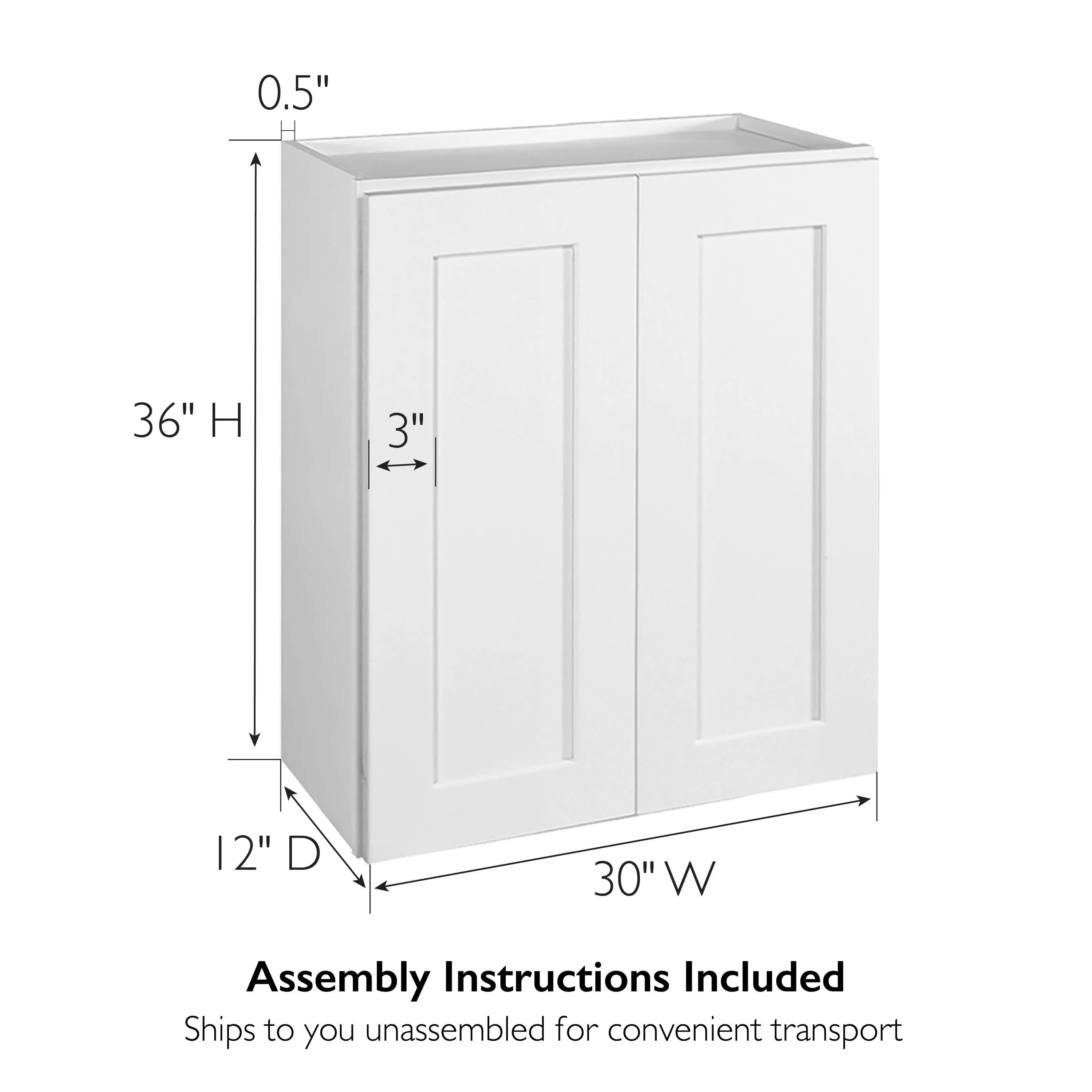 Design House Brookings Solid Wood Ready to Assemble Wall Kitchen Cabinet (30" x 12" x 36"), Espresso