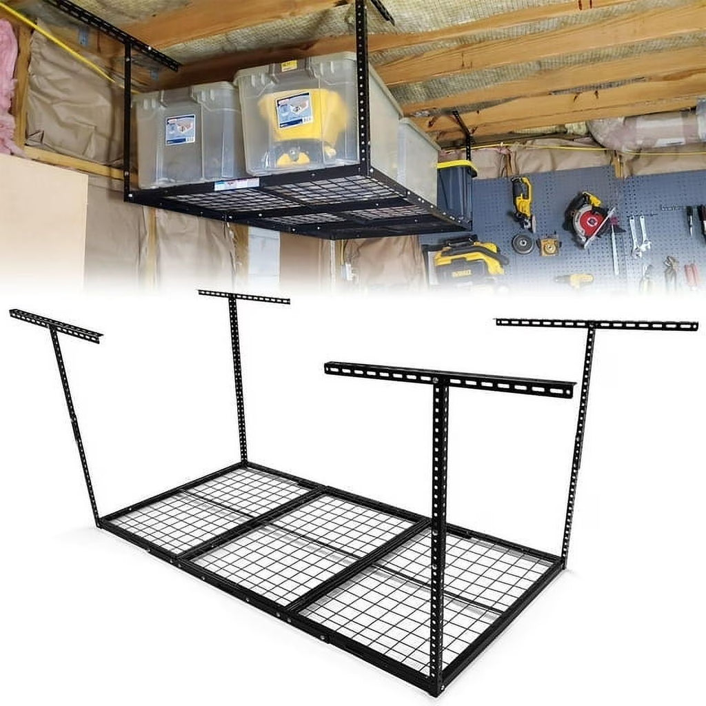 Kojem Overhead Garage Storage Rack Construction Garage Storage, 72" L x 36" W x 33" H, Black