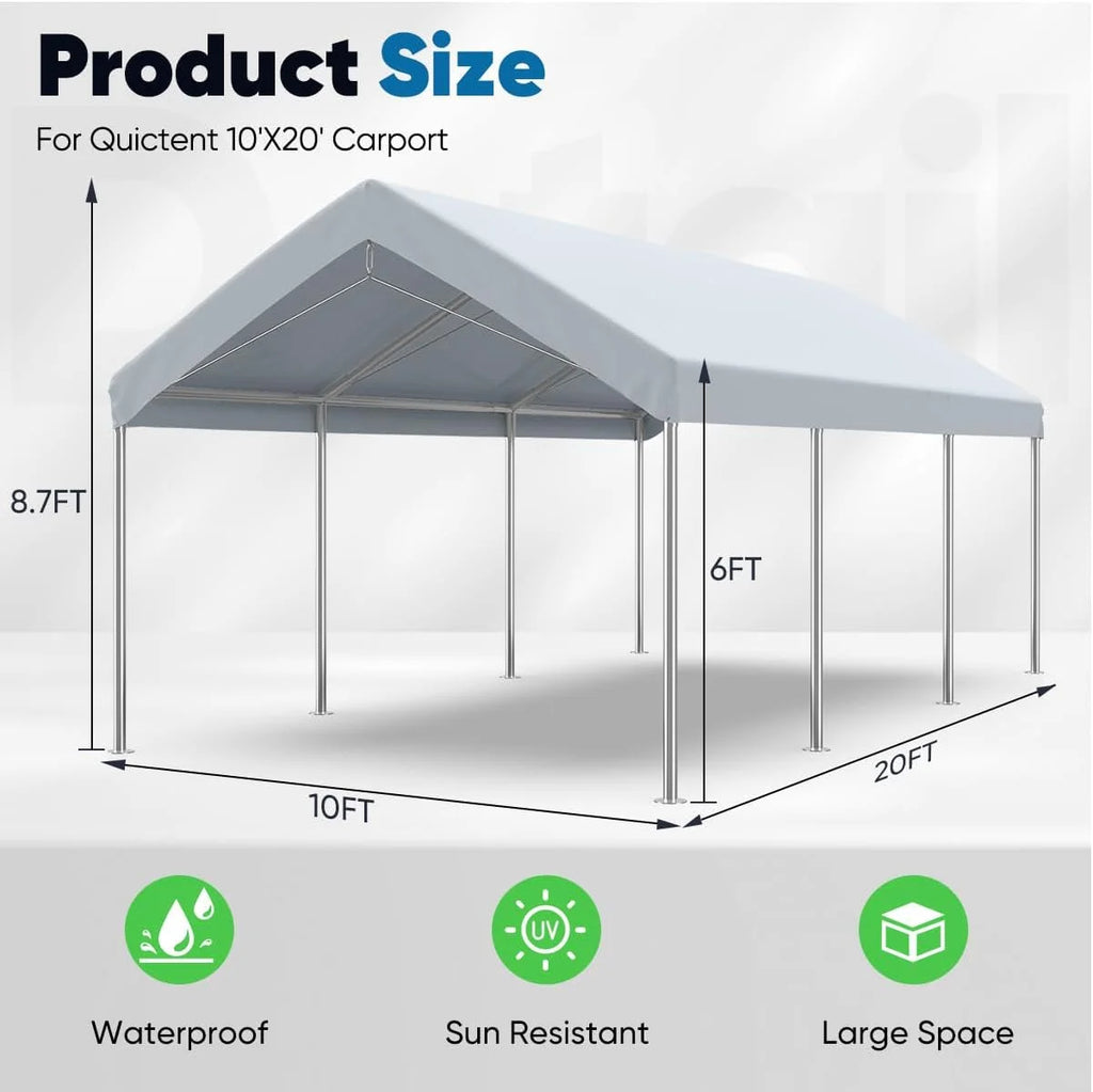 Quictent 10�?x 20�?x 8.7�?Silver Gray Carport