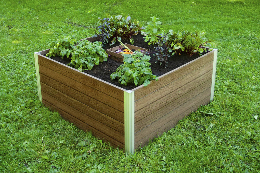 Vita Urbana 4'L x 4'W x 22"H Vinyl Keyhole Composting Garden, Espresso Brown, VT17501