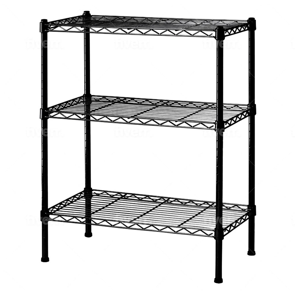 Juggernaut Storage Easy Assembly 24"W x 14"D x 30"H 3-Shelf Shelving Unit, Black