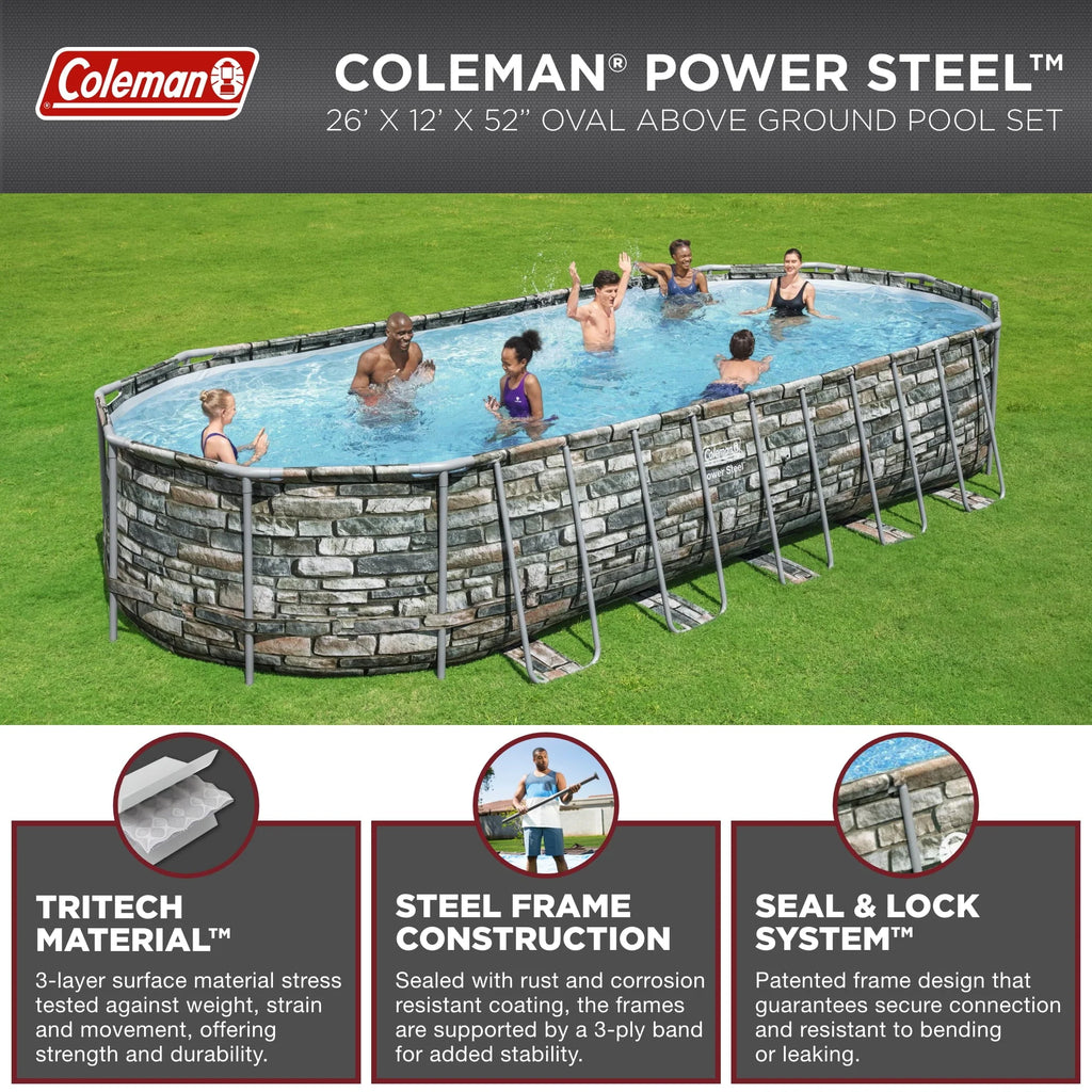 Coleman Power Steel 26 x 12 x 52 Oval Above Ground Pool Set