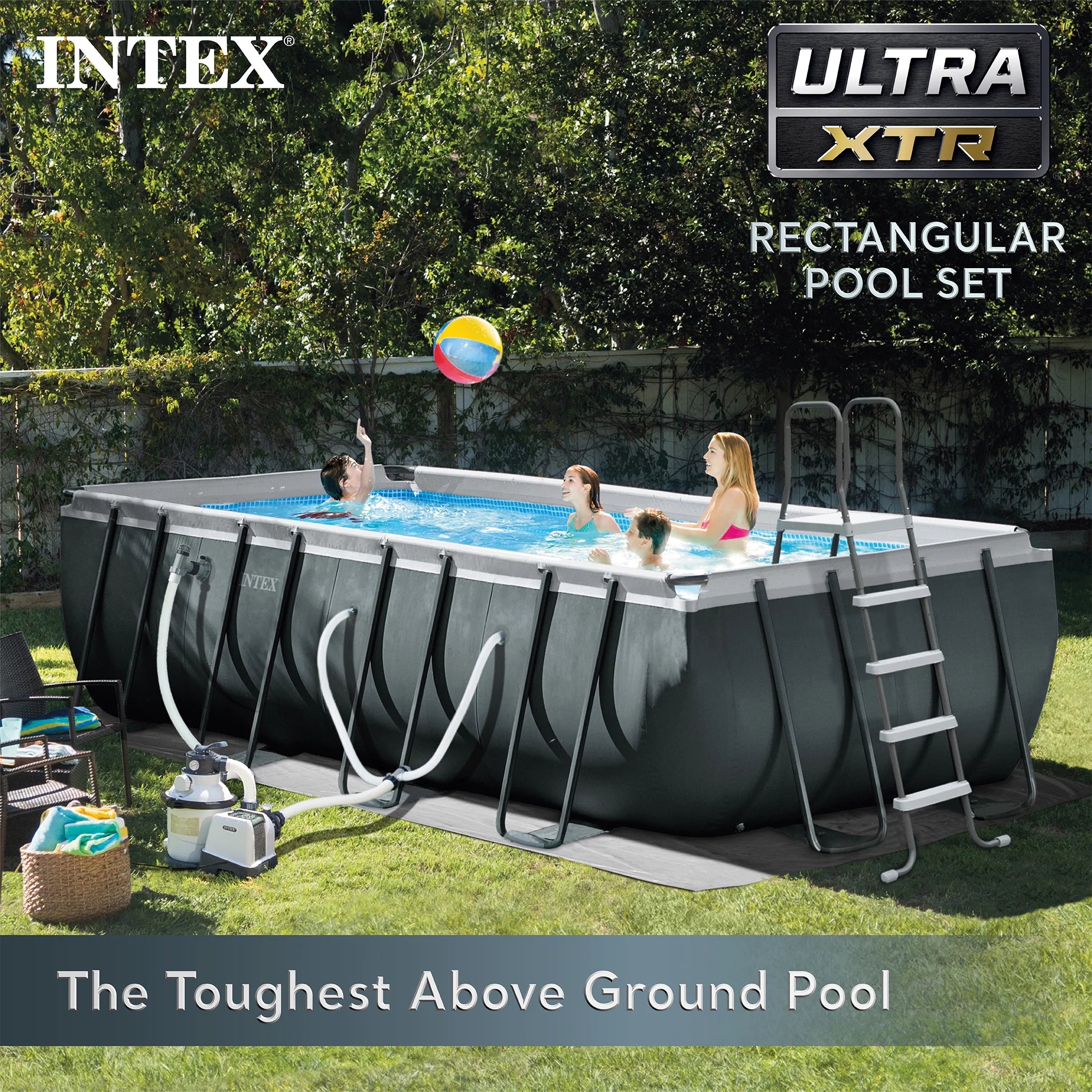 INTEX 18ft x 9ft x 52in Ultra XTR Above Ground Pool, Floats (2 Pack), & Inflatable Cooler