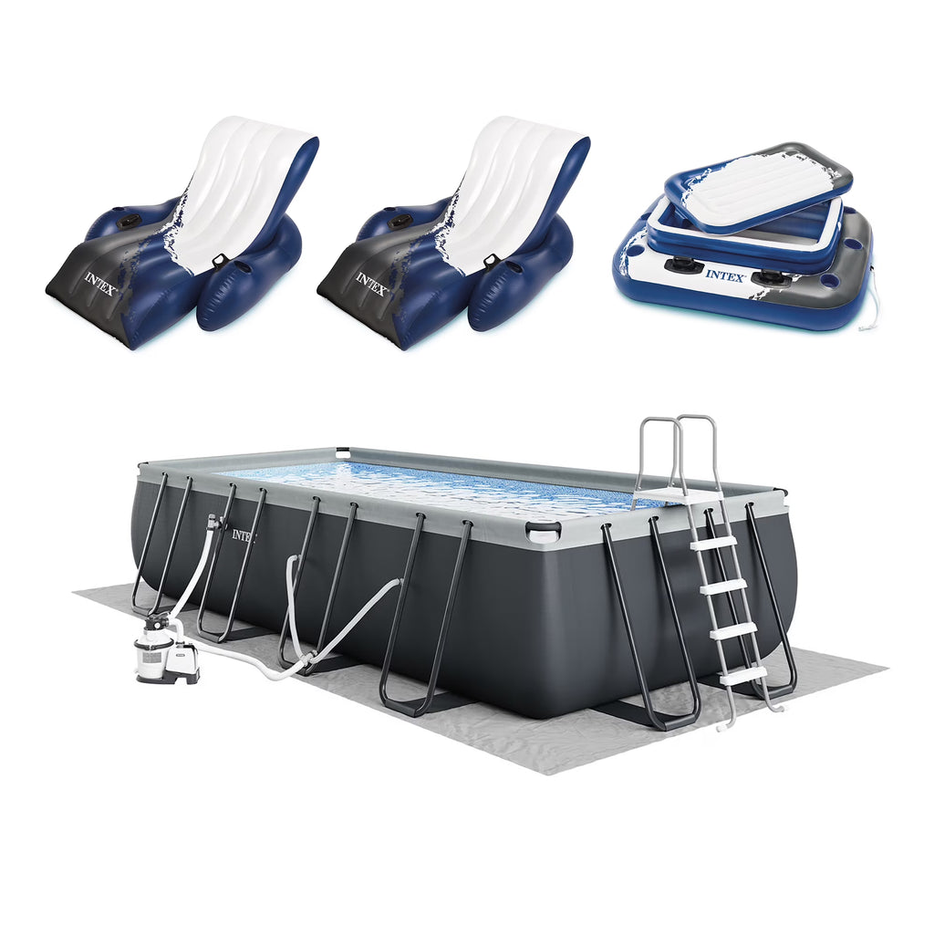 INTEX 18ft x 9ft x 52in Ultra XTR Above Ground Pool, Floats (2 Pack), & Inflatable Cooler
