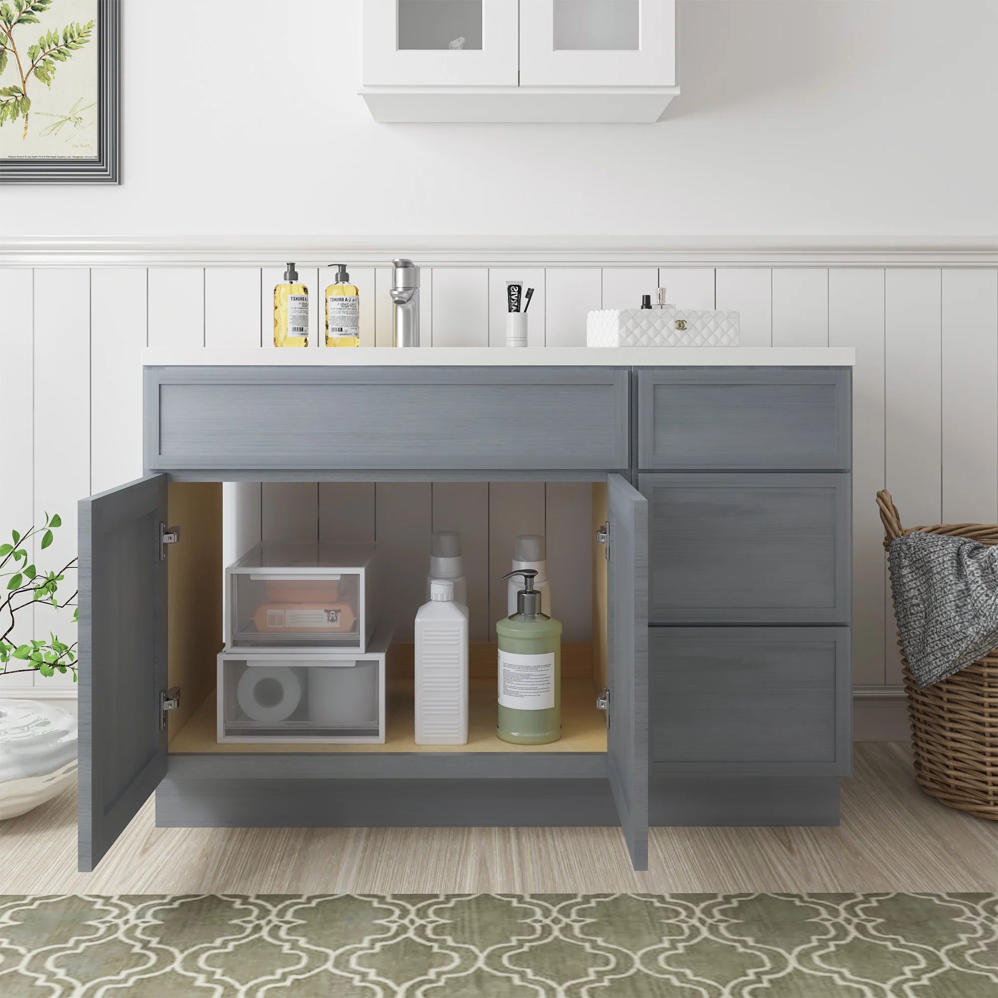 45 in. W x 21 in. D x 32.5 in. H Bath Vanity Cabinet without Top in Gray