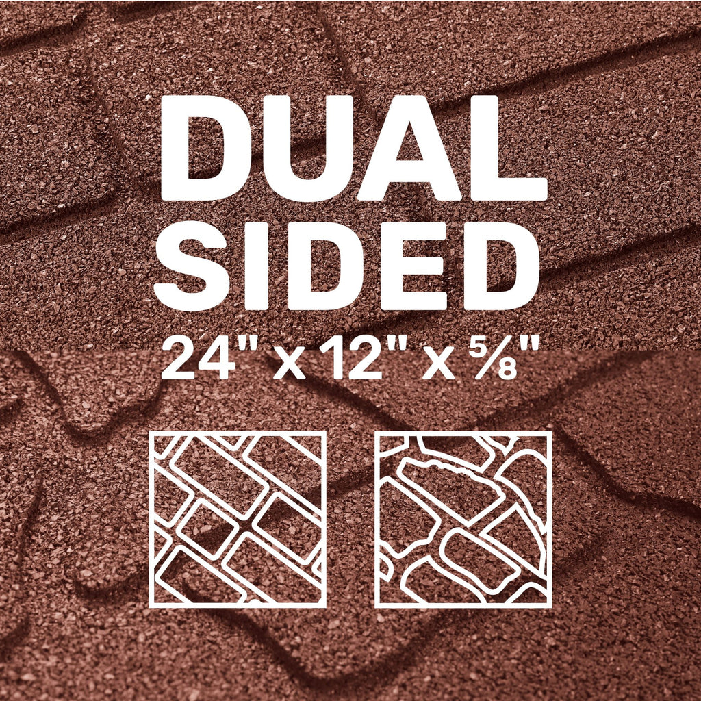 GroundSmart 24" x 12" x 5/8" Black Interlocking Dual-Sided Rubber Paver, 9 Pack