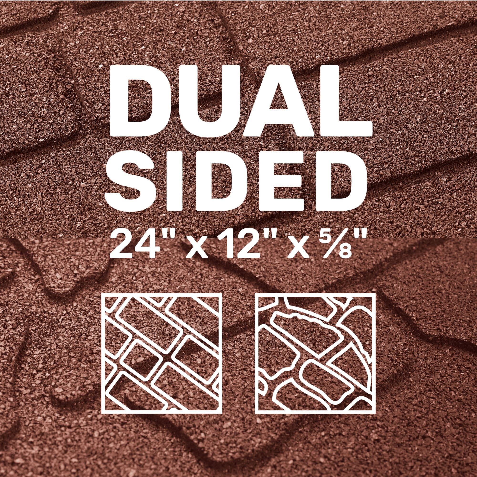 GroundSmart 24" x 12" x 5/8" Black Interlocking Dual-Sided Rubber Paver, 9 Pack