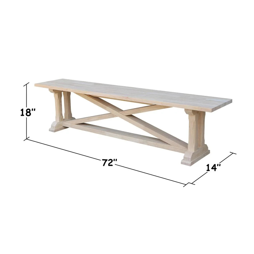 Double X-Back Bench With Arms and Shelf