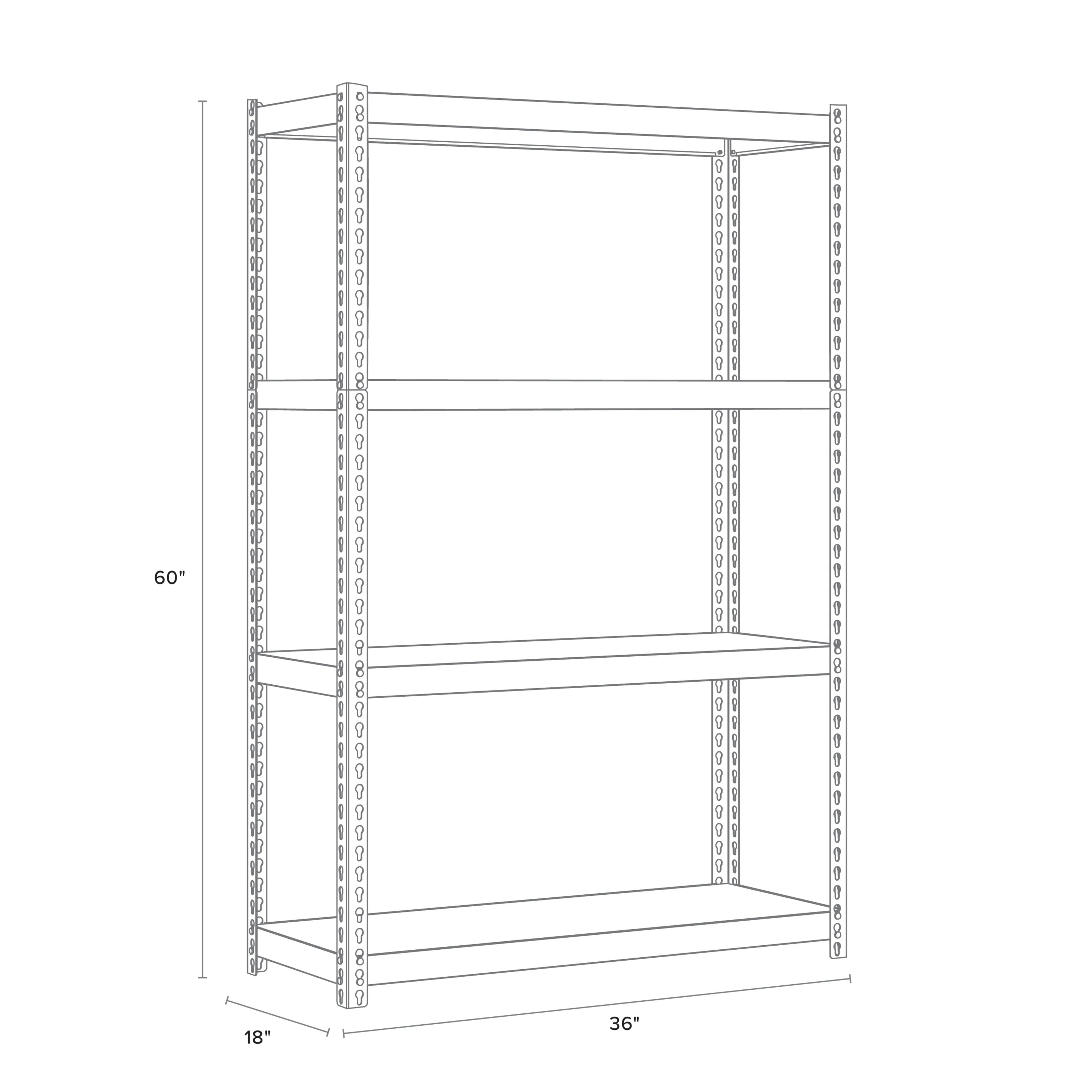 Iron Horse 2300 Riveted Steel Shelving 4-Shelf Unit, 18D x 36W x 60H, Black