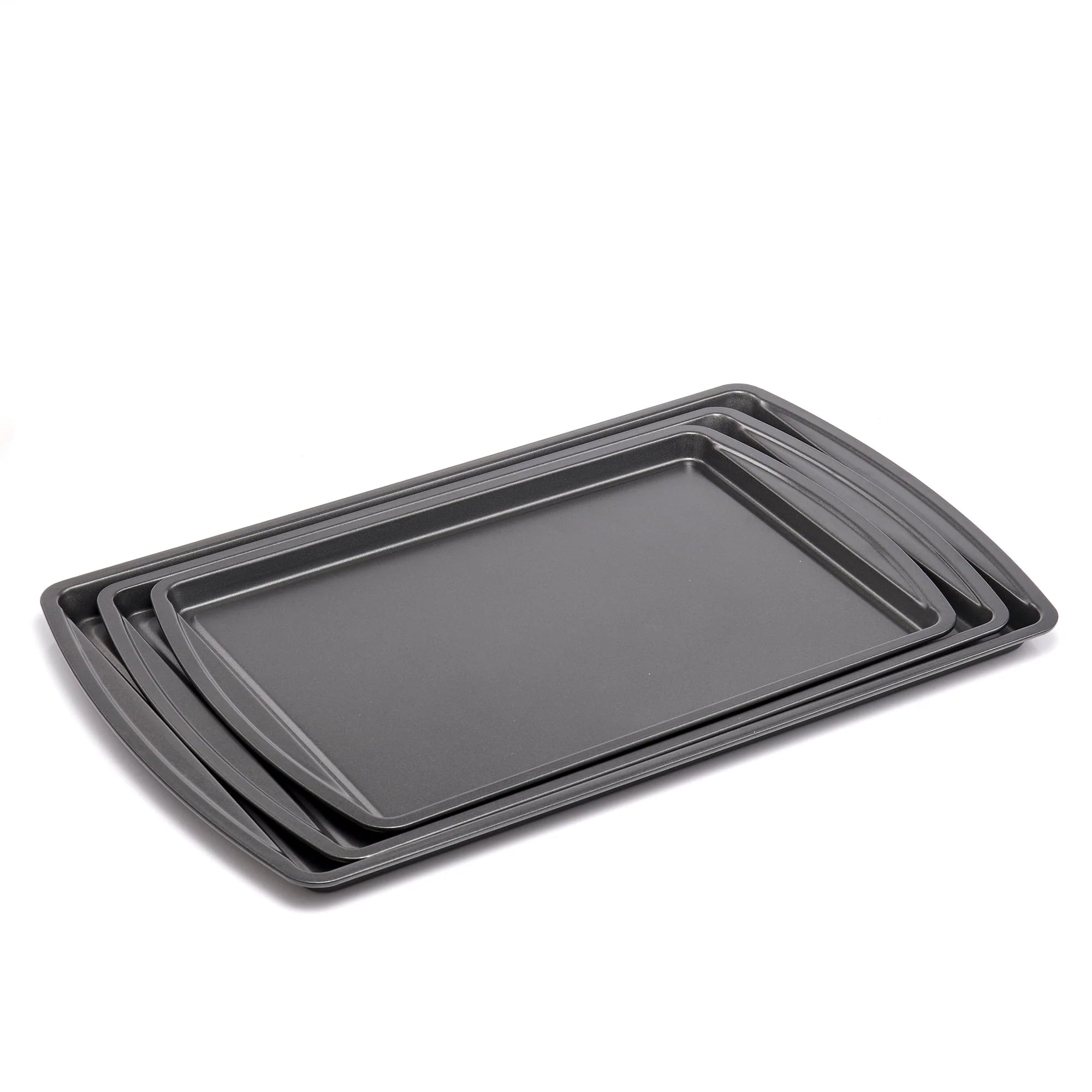 Mainstays 3PC Nonstick Cookie Set, 11.2" x 17.2", 10.2" x 15.2", 9.2" x 13.2", Gray