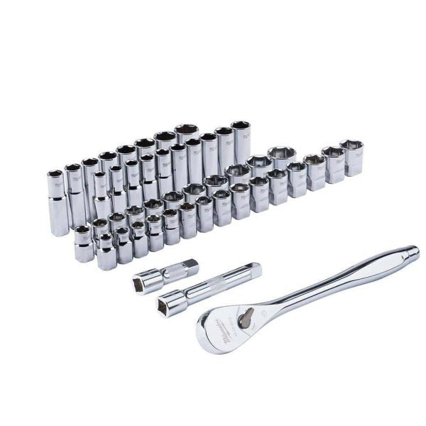 1/2 in. Drive SAE/Metric Mechanics Tool Set (47-Piece) with 2-Drawer Tool Box