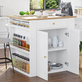 IRONCK Kitchen Island with Large Storage Space and Charging Station, 29.5"D x 39"W x 38"H, White