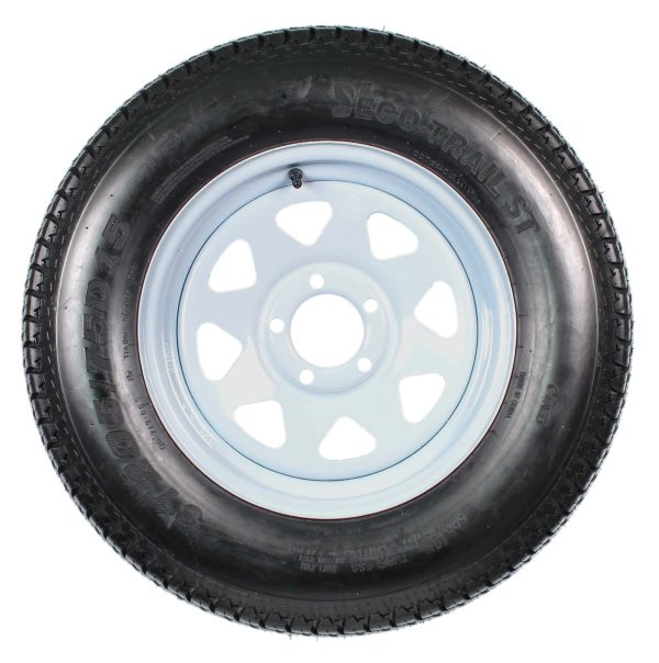 2-Pack ST205/75D15 Trailer Tires with 15-Inch White Spoke Rims, Load Range C, 5-Lug Wheel