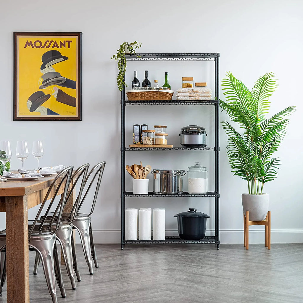 Vebreda 5-Tier Wire Shelving Unit, 21.7"L x 11.8"W x 59.1"H, Black