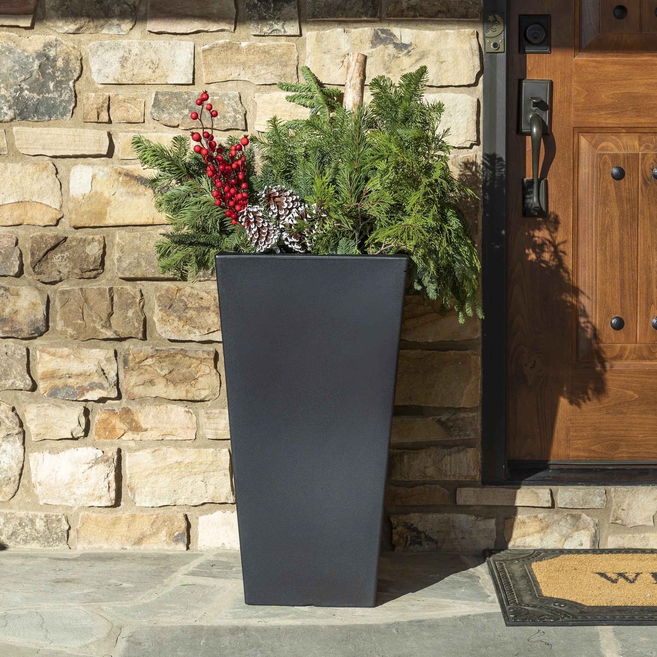 Step2 Tremont 2pk Plastic Black Square Planter 15" W x 15" D x 28" H