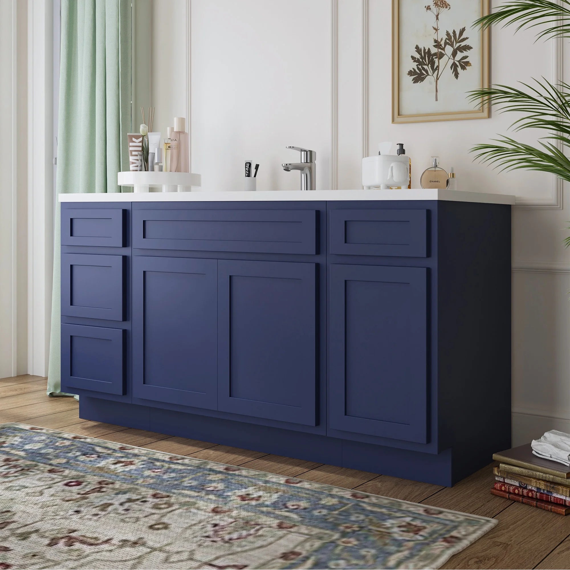60 in. W x 21 in. D x 32.5 in. H Freestanding Bathroom Vanity Cabinet without Top in Smoky Gray