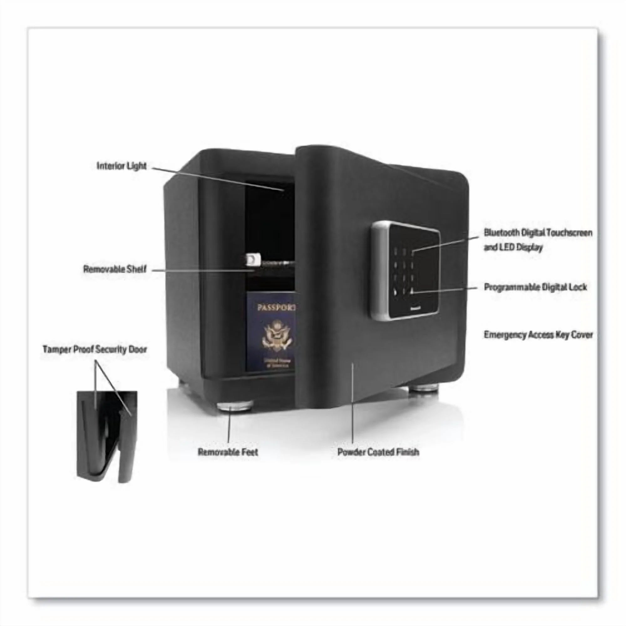Honeywell Bluetooth Smart Safe with Touch Screen, 15 x 11.8 x 11.8, 0.97 cu ft, Black