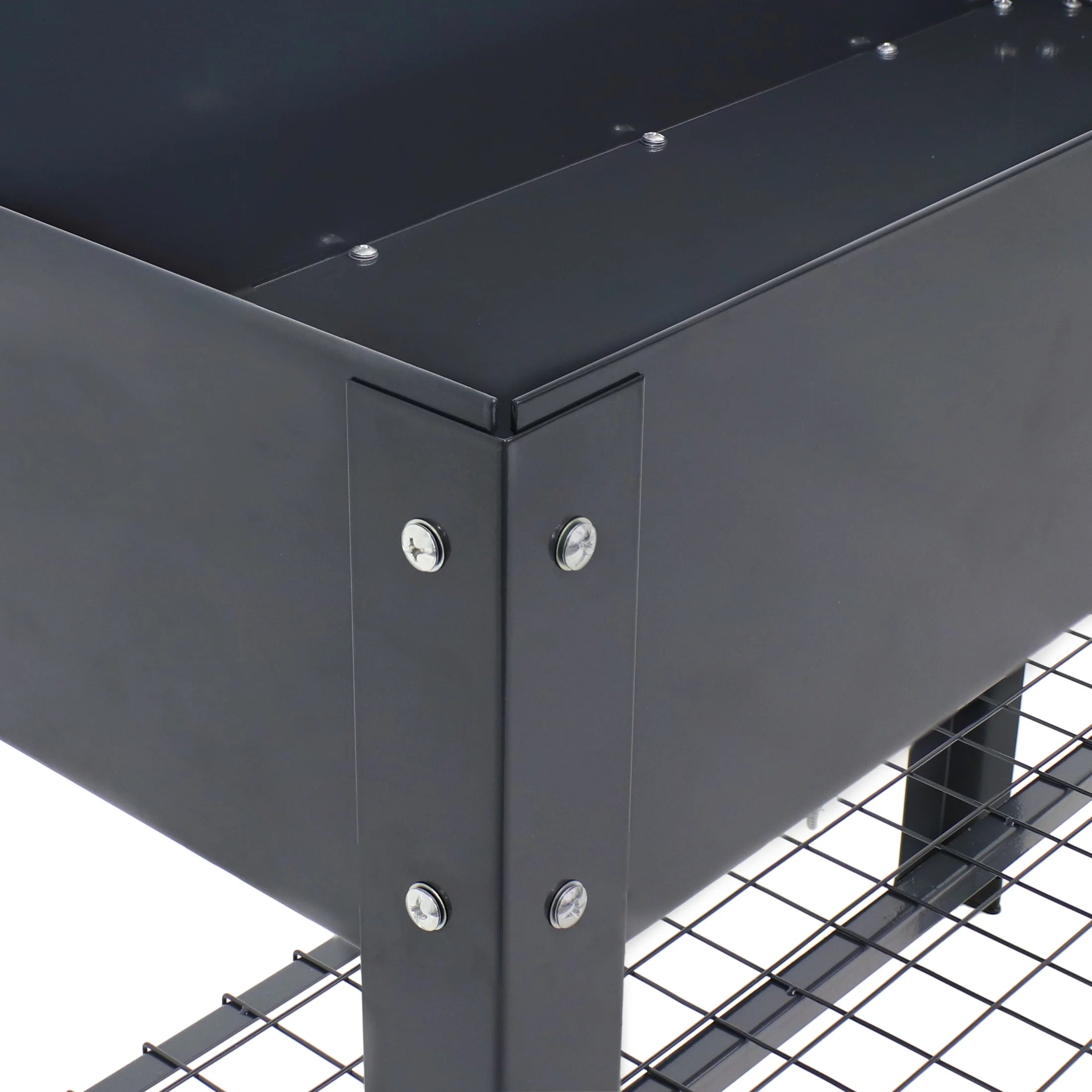 Sunnydaze 35.75" x 16" x 31.75" Black Galvanized Steel Raised Garden Bed, Set of 2