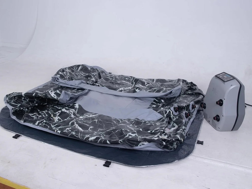 Garvee Inflatable Hot Tub 82.67 x 82.67 x 27.55", for 4-6 Persons, 105 Jets, Marble Design
