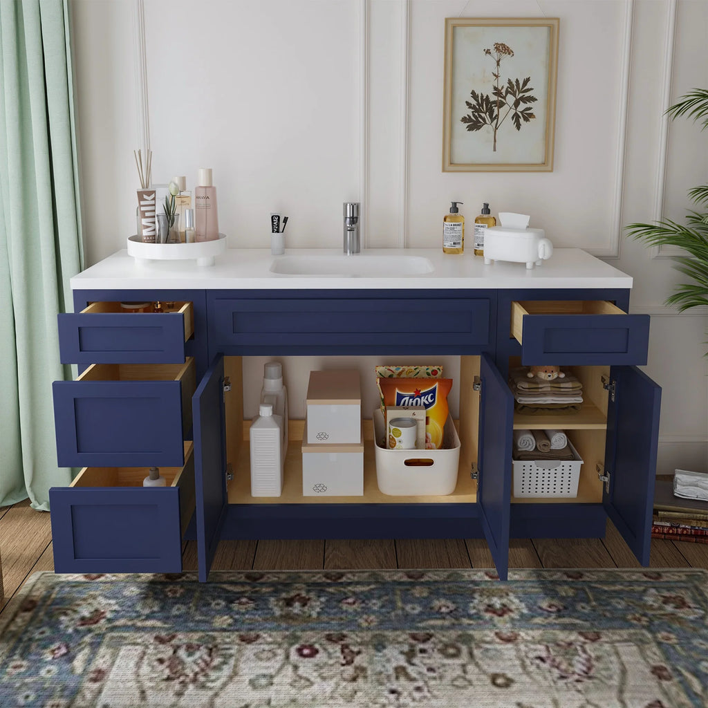 60 in. W x 21 in. D x 32.5 in. H Freestanding Bathroom Vanity Cabinet without Top in Smoky Gray
