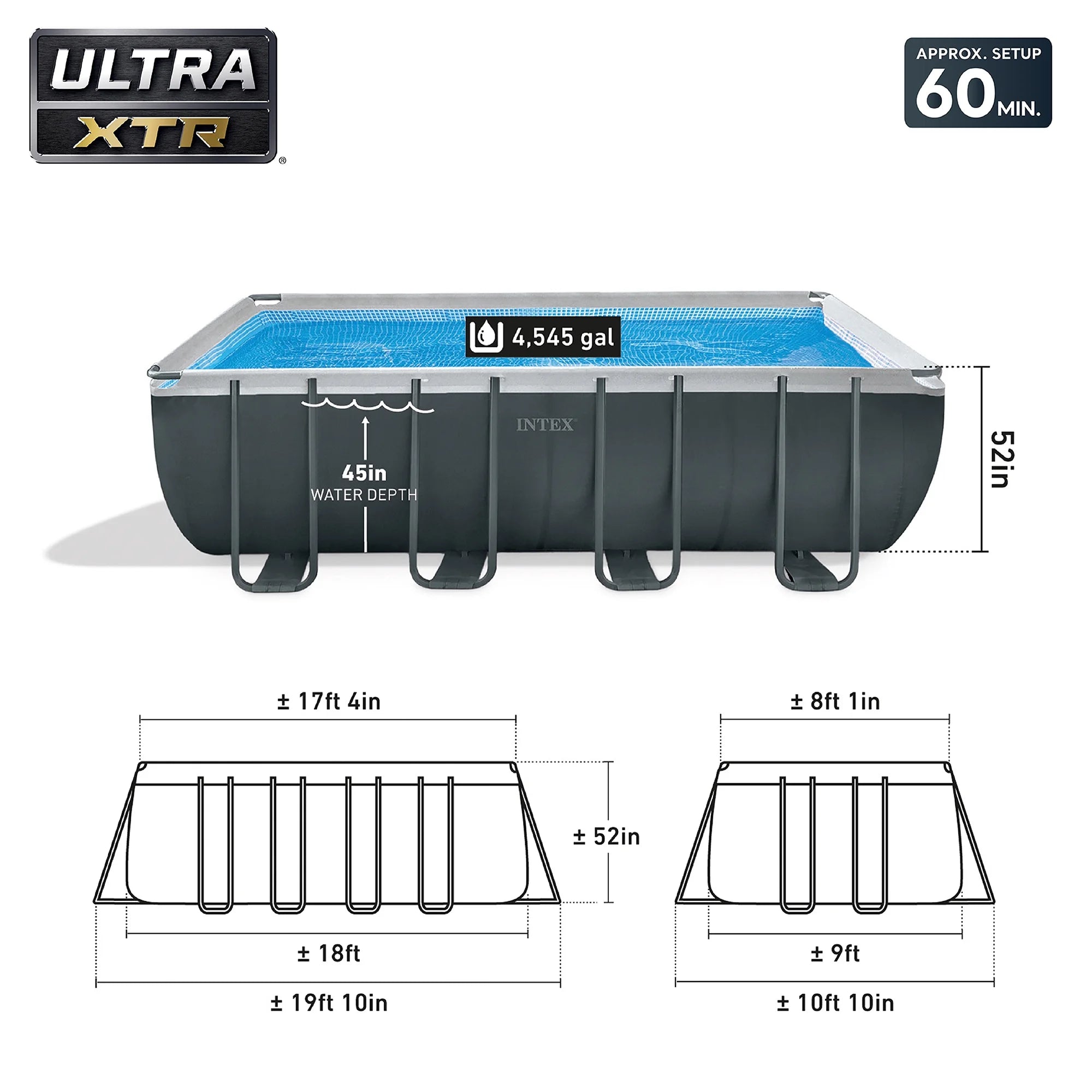 INTEX 18ft x 9ft x 52in Ultra XTR Above Ground Pool and Solar Pool Cover