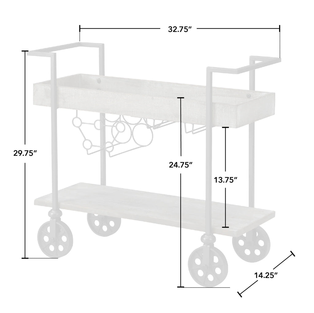 FirsTime & Co. Brown Factory Row Bar Cart, Industrial, Metal, 29.75 x 14.25 x 29.75 in
