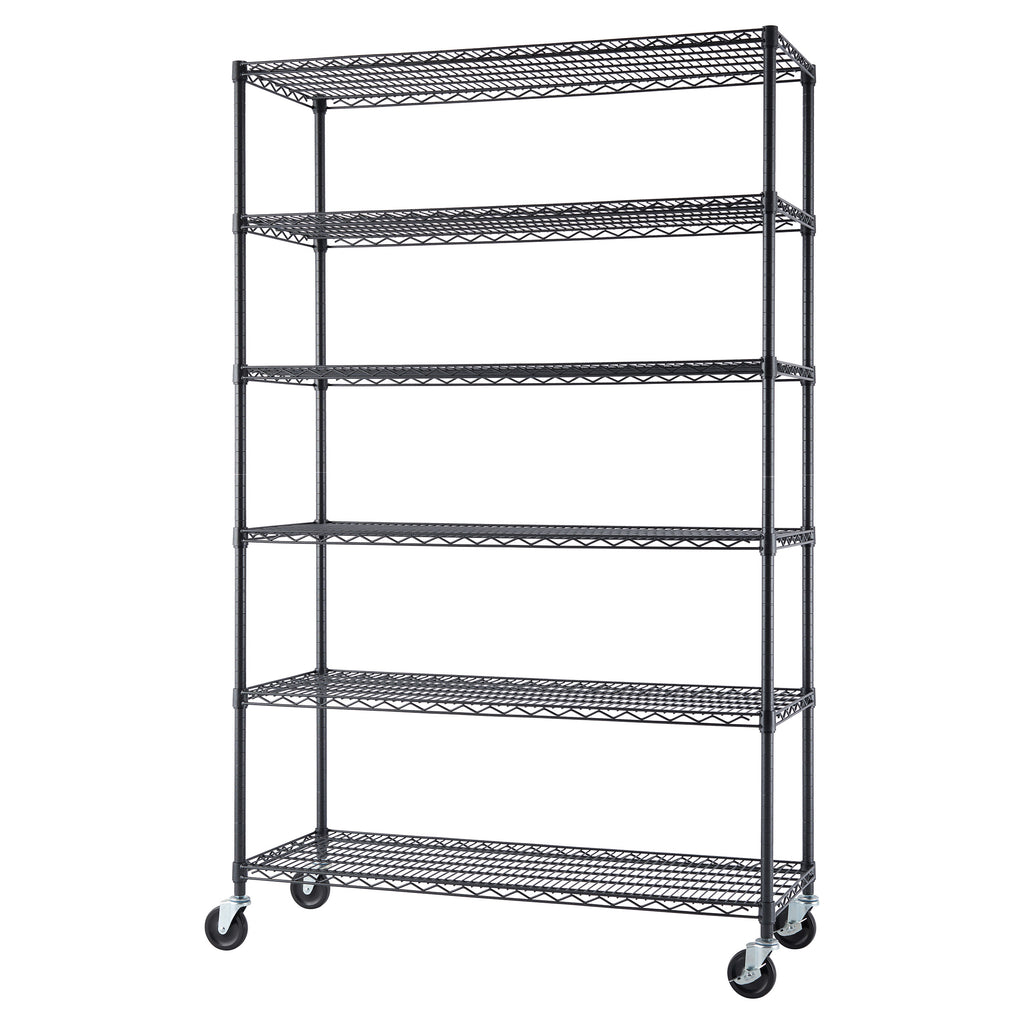 TRINITY 6-Tier Wire Shelving Rack, 48' x 18' x 72' NSF, Includes Wheels