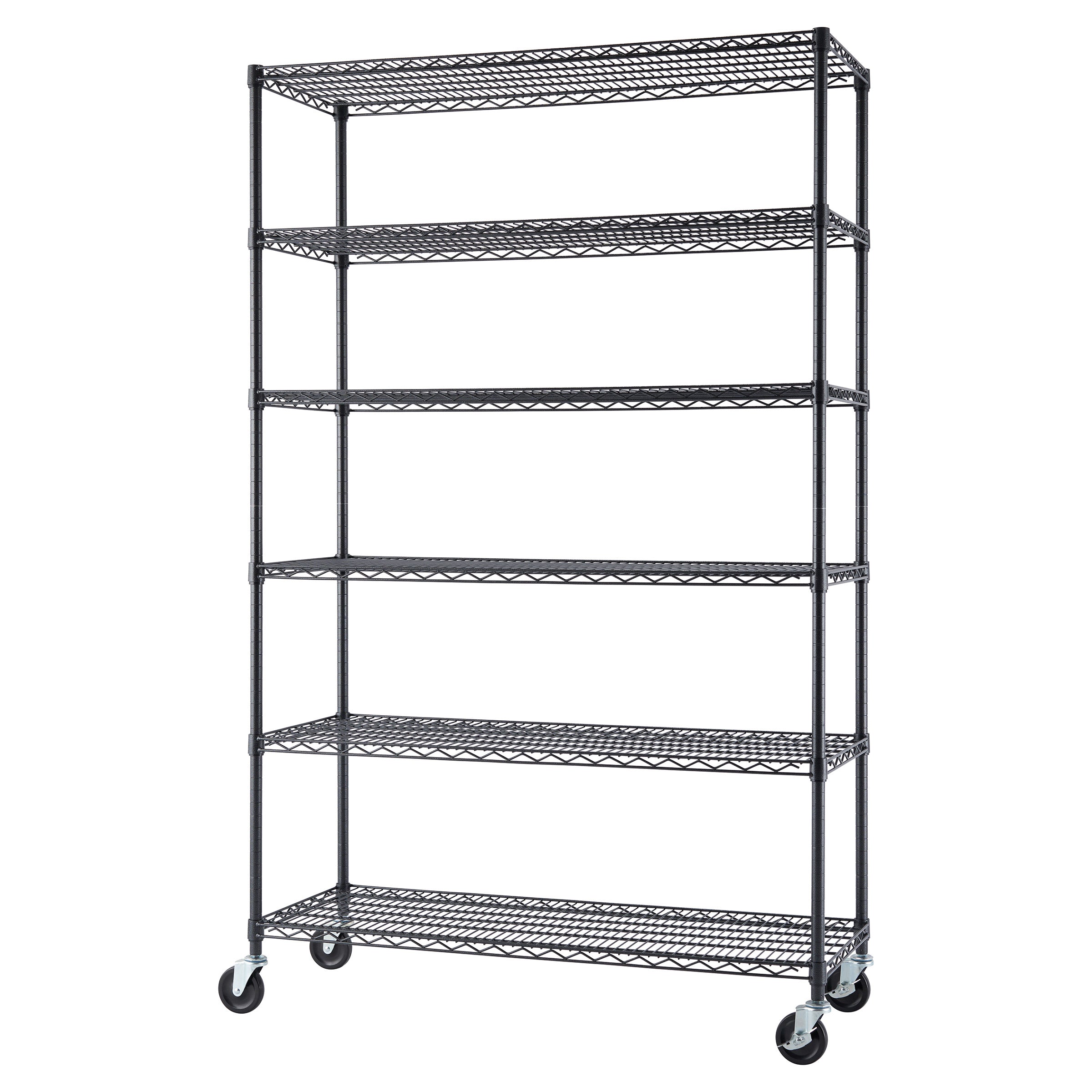 TRINITY 6-Tier Wire Shelving Rack, 48' x 18' x 72' NSF, Includes Wheels