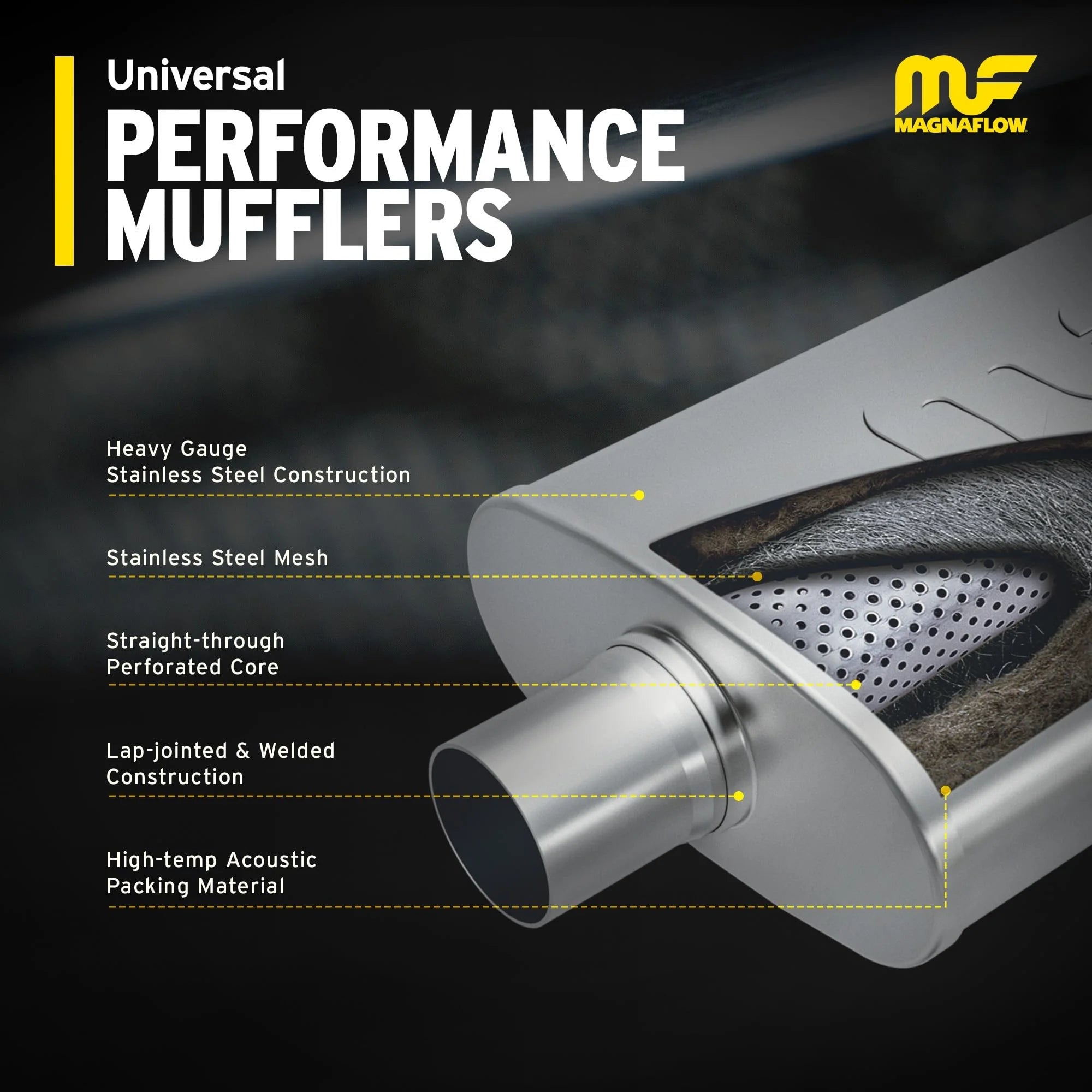 MagnaFlow Muffler Mag SS 14" x 4" x 4", 2.25" x 2.25" C/C