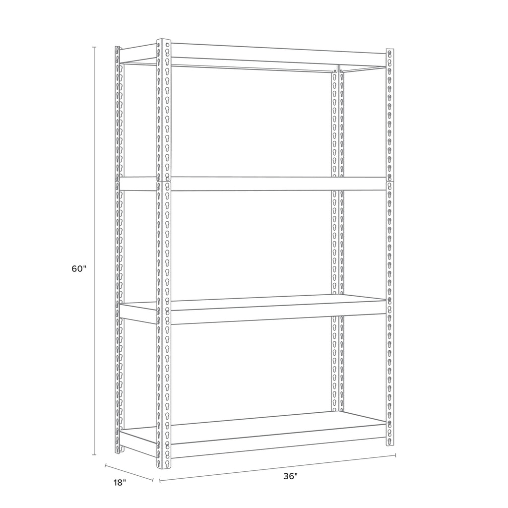 Iron Horse 2300 Riveted Steel Shelving 4-Shelf Unit, 18D x 36W x 60H, Black