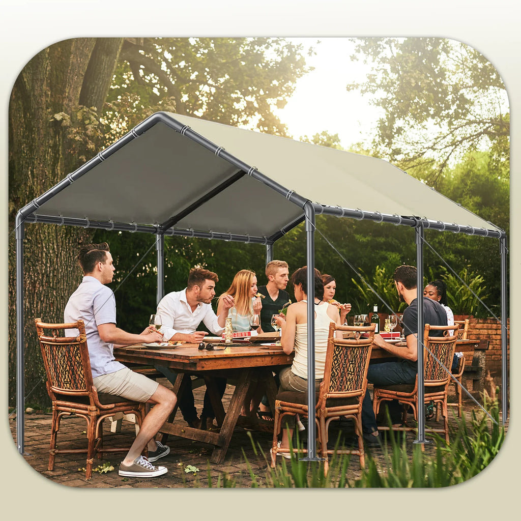 TANGJEAMER 10.00 x 20.00 x 9.20 Feet Beige Carport