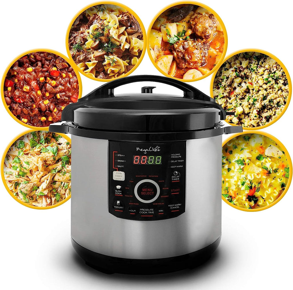 12 Quart Digital Pressure Cooker with 15 Presets, Slow Cook Function and Tempered Glass Lid