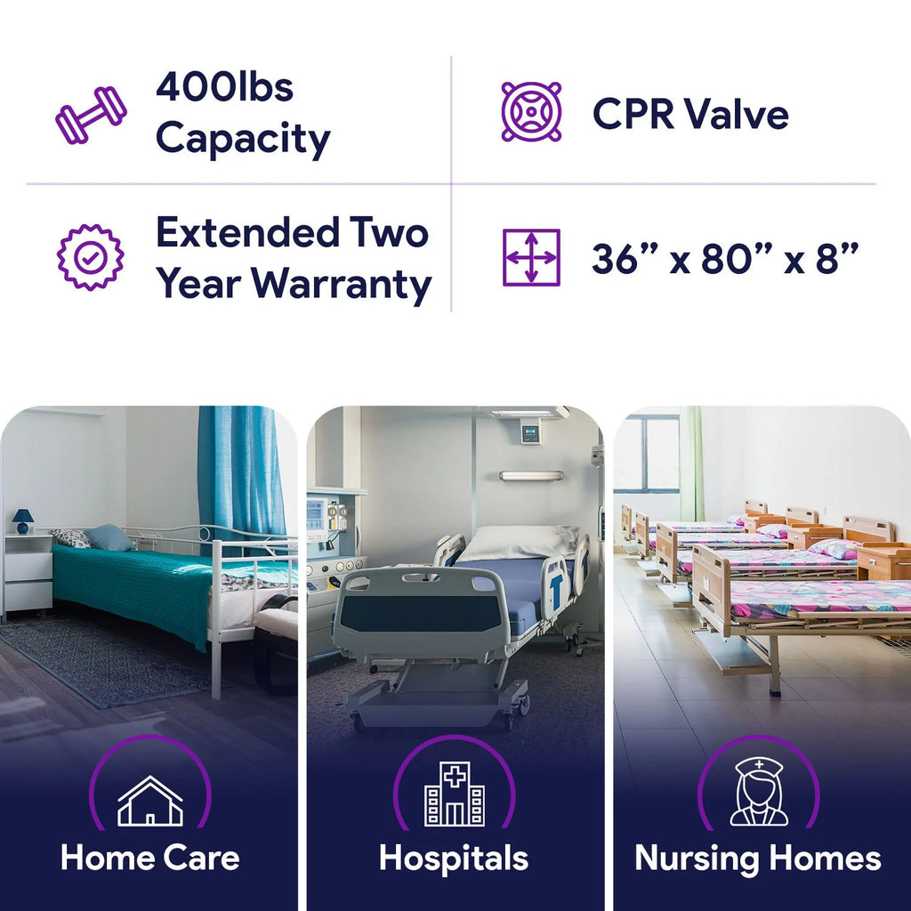 Proheal Low Air Loss Alternating Pressure Air Mattress with Pump - 3" Foam Base - 36锟斤拷 x 80锟斤拷 x 8"