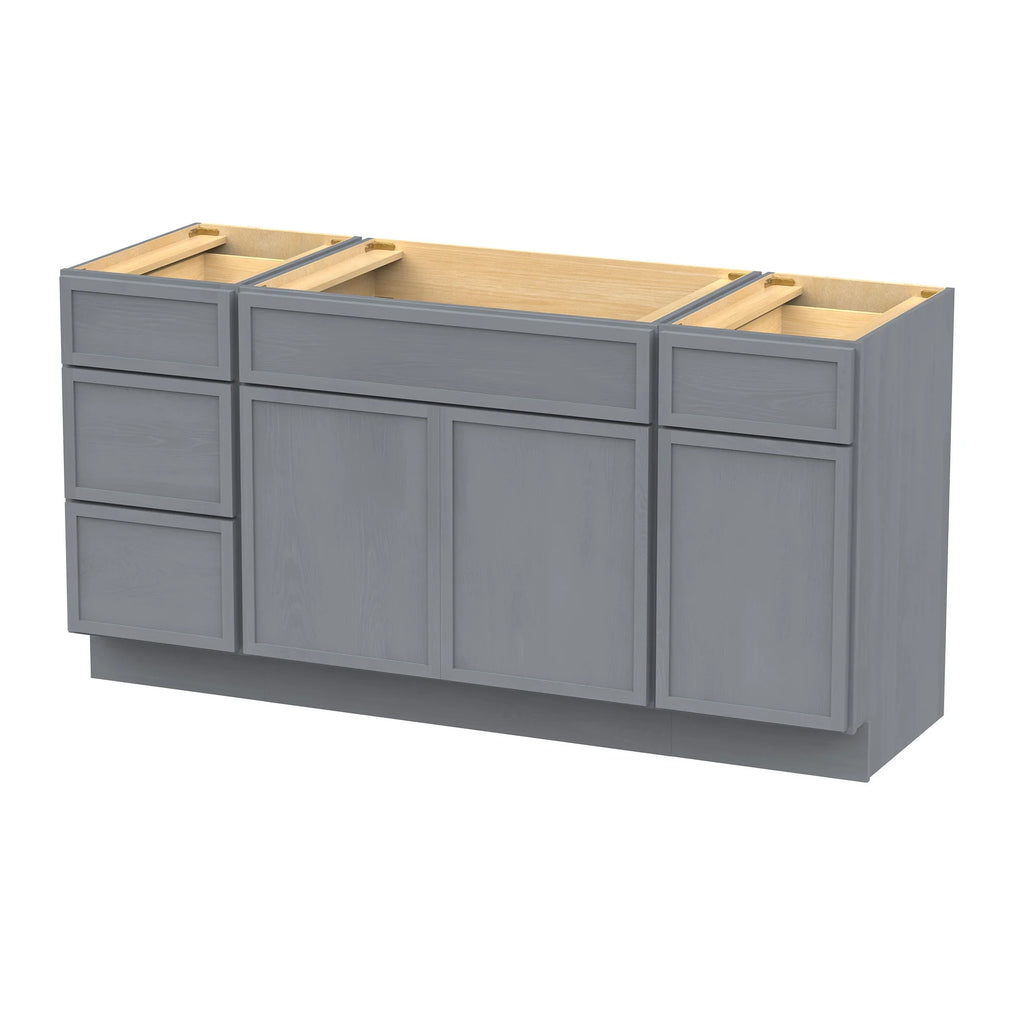 60 in. W x 21 in. D x 32.5 in. H Freestanding Bathroom Vanity Cabinet without Top in Smoky Gray
