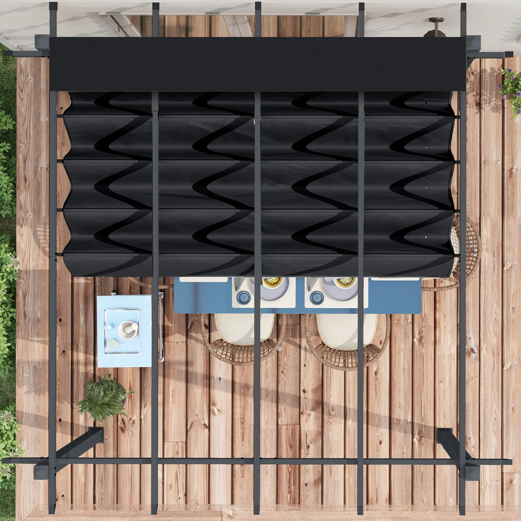 Outsunny 10' x 10' x 88.25" Cream White Aluminum Pergola, Retractable Canopy and Water-Resistant