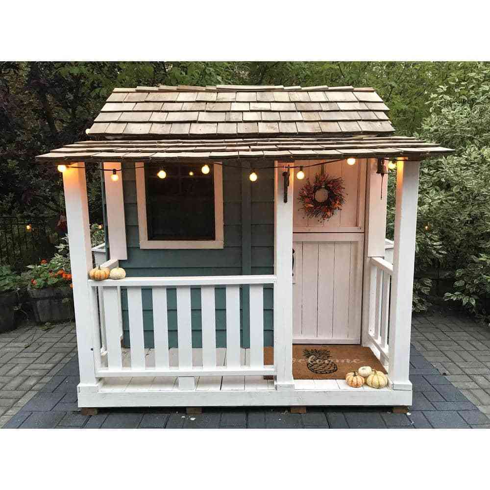 Little Squirt 6x6 ft Wooden Playhouse for Kids, Western Red Cedar Outdoor Playhouse with Screened Windows, Dutch Door & Floor Included