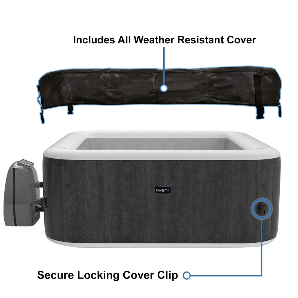 Avenli 4-Person Inflatable Square Spa, Silver Birch, 58" x 58" x 25"