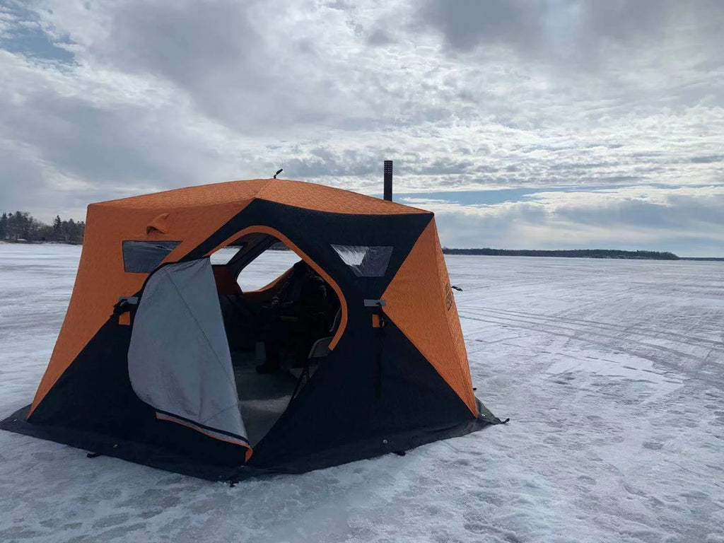 Nordic Legend AURORA LODGE 12' x 12' x 7.5" Tall Portable Ice Fishing Shelter with Single Door