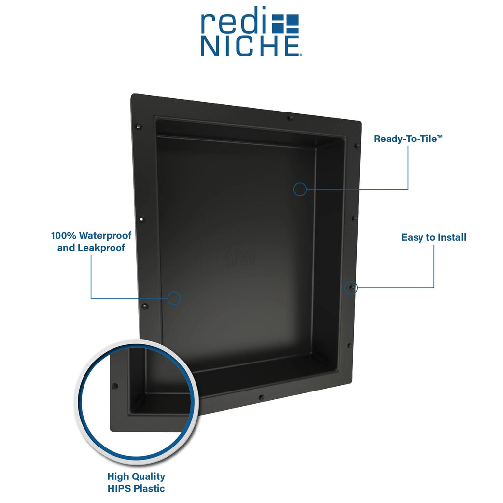 Tile Redi RND1614S-20 Redi Niche 16" x 34" x 4" Double Recessed Shelf Gray