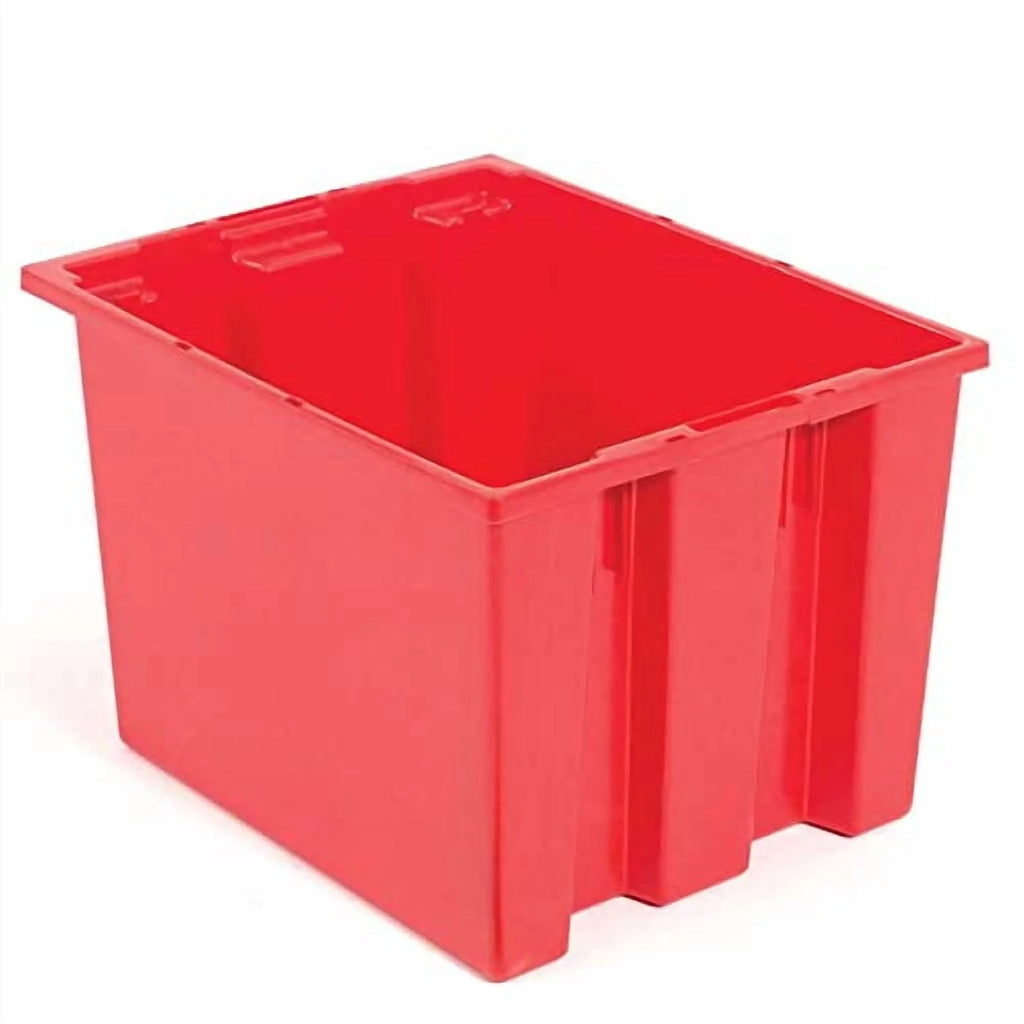 Global Industrial 5248502 Plastic Stack & Nest Storage Container No Lid - 19.5 x 15.5 x 13 in. - Red