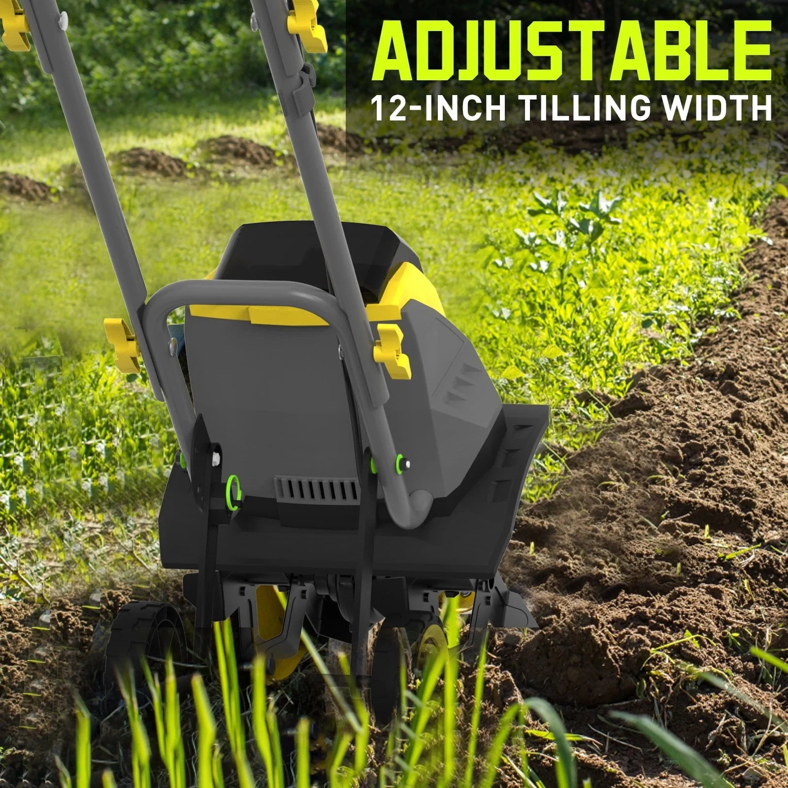 PowerSmart 40V 12-inch Cordless Garden Tiller/Cultivator , 23.4 x 14 x 12.8 inches