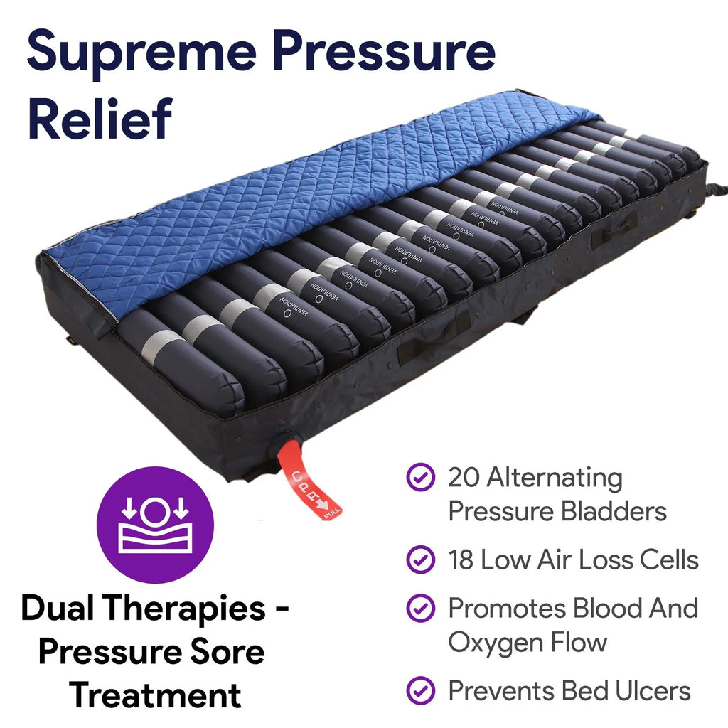 Proheal Low Air Loss Alternating Pressure Air Mattress with Pump - 3" Foam Base - 36锟斤拷 x 80锟斤拷 x 8"
