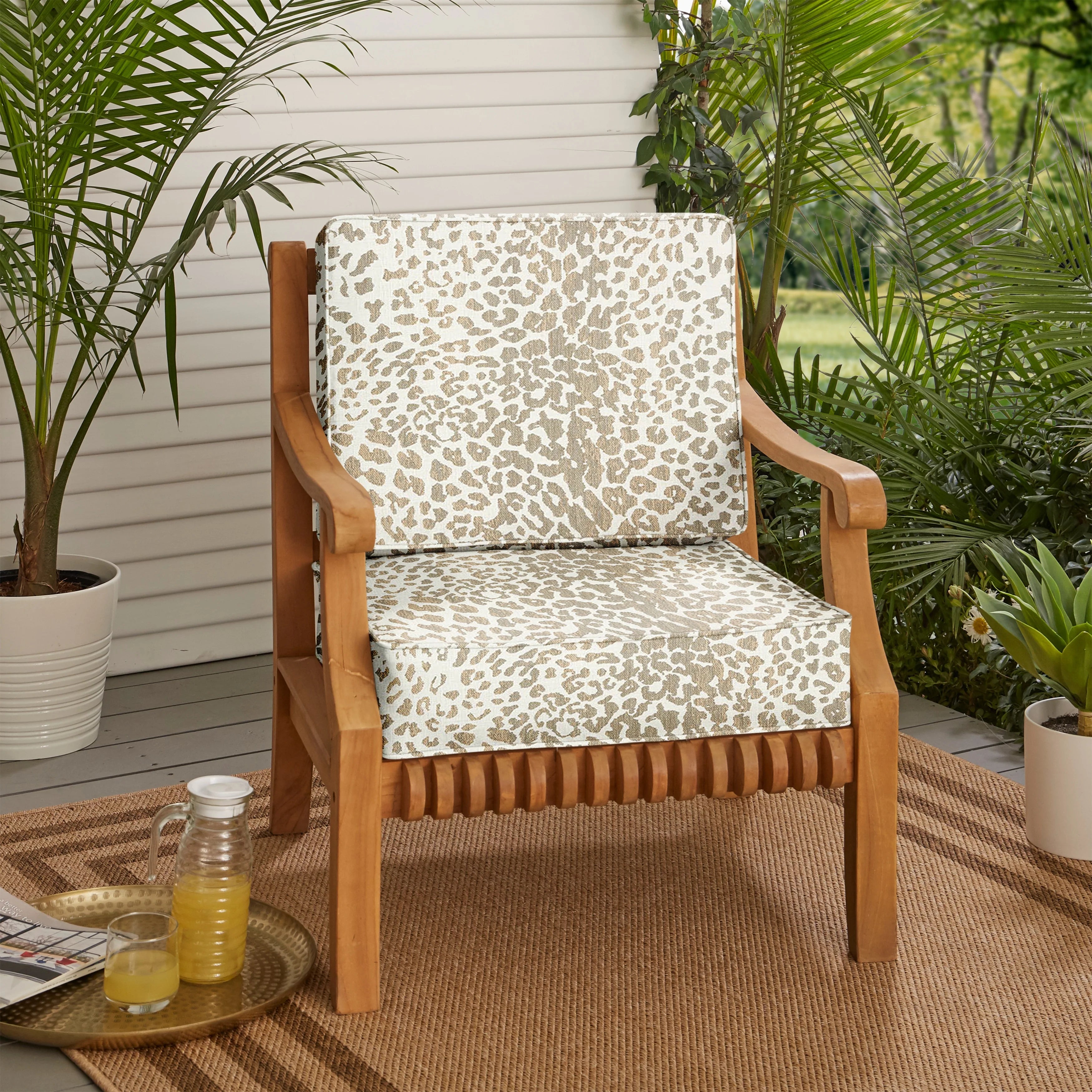 Mozaic Company Sunbrella Indoor/ Outdoor Corded Chair Cushion Set - 22" x 22" x 4" Canvas Spa